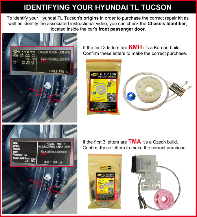 Hyundai Tucson TL ID guide Czech TMA and Korea KMH build